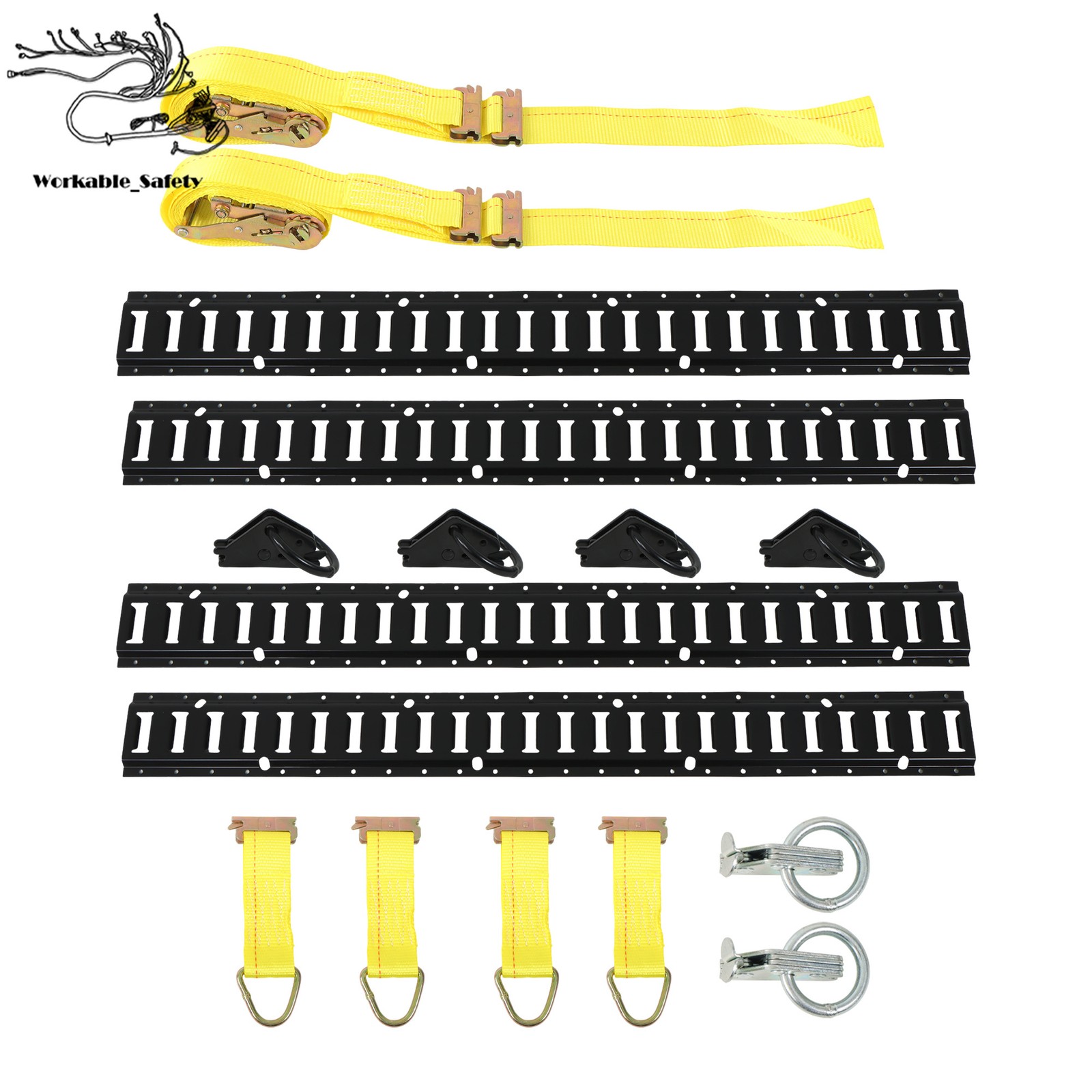 16 Pack 4′ E-Track Rail Set, Black Powder Coated Finish Fit For Trailers & Vans