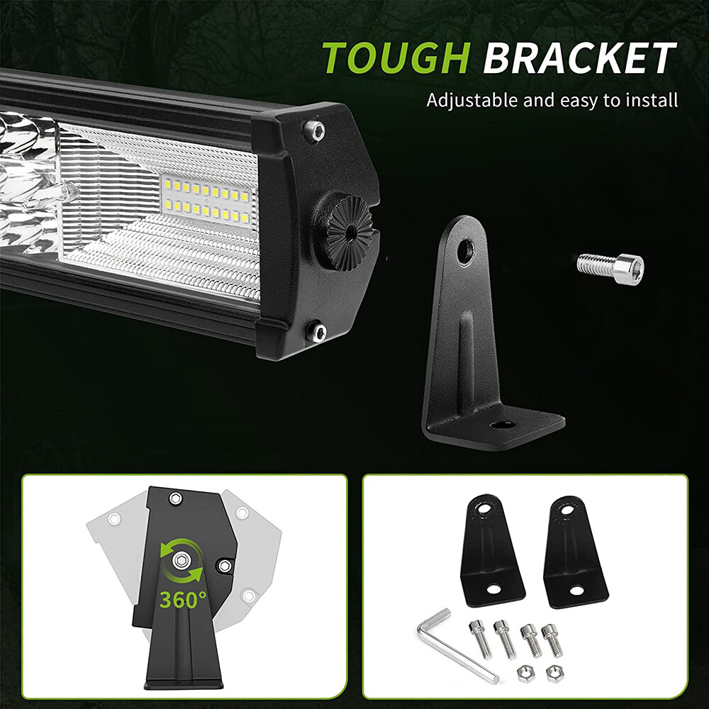 Tri-Row 23inch 1200W LED Light Bar Combo Spot Flood Truck Offroad+4″Pods Kit 20″