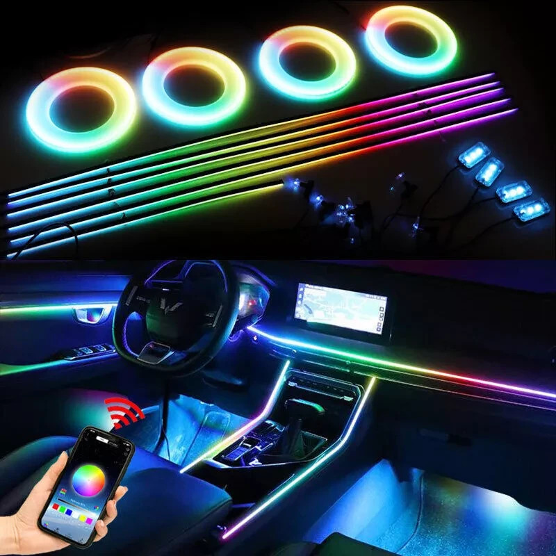 RGB LED Car Interior Ambient Guide Light Strip Decor Atmosphere Door Light app