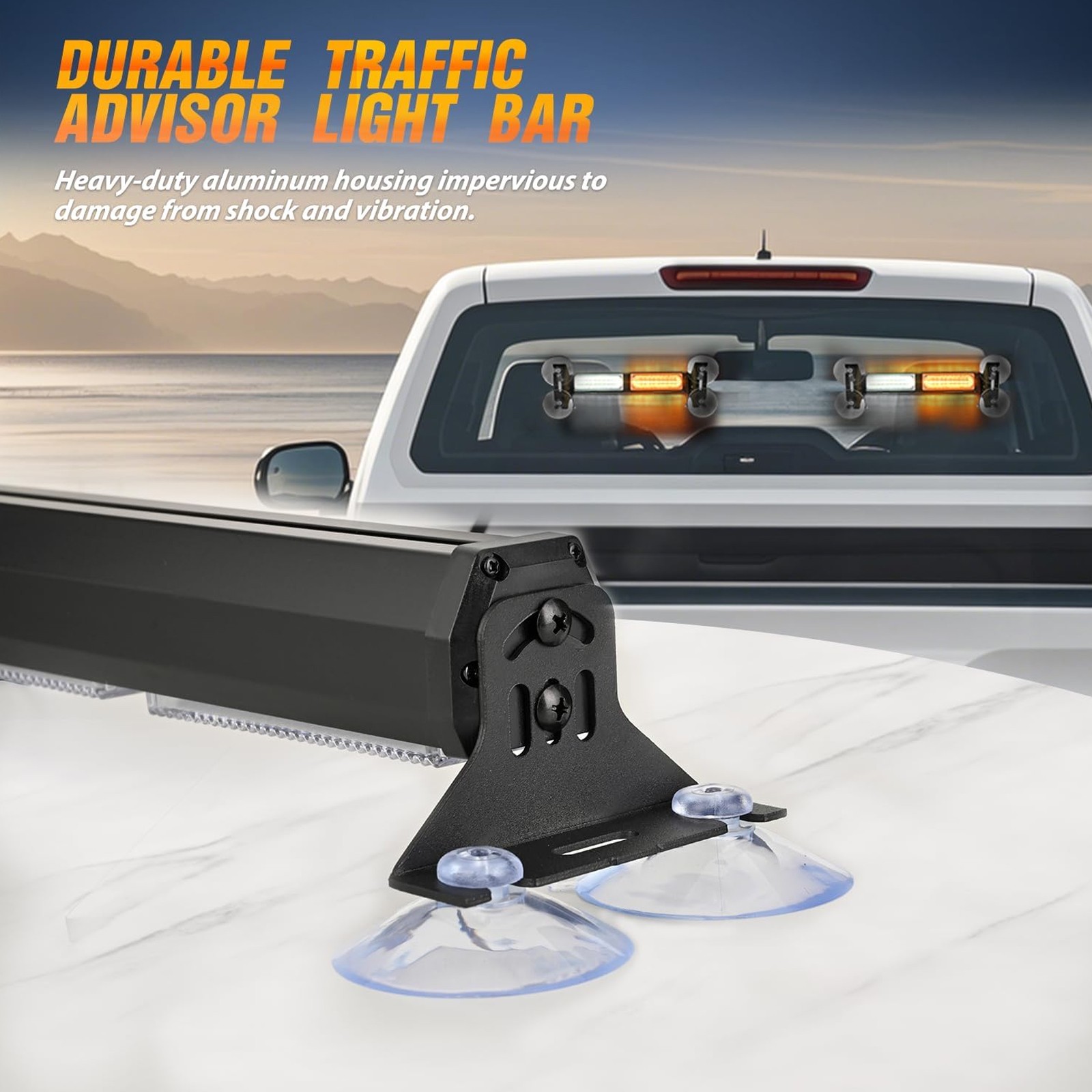 10.7″ 40 LED Strobe Light Bar Emergency Warning Interior Traffic Advisor Amber