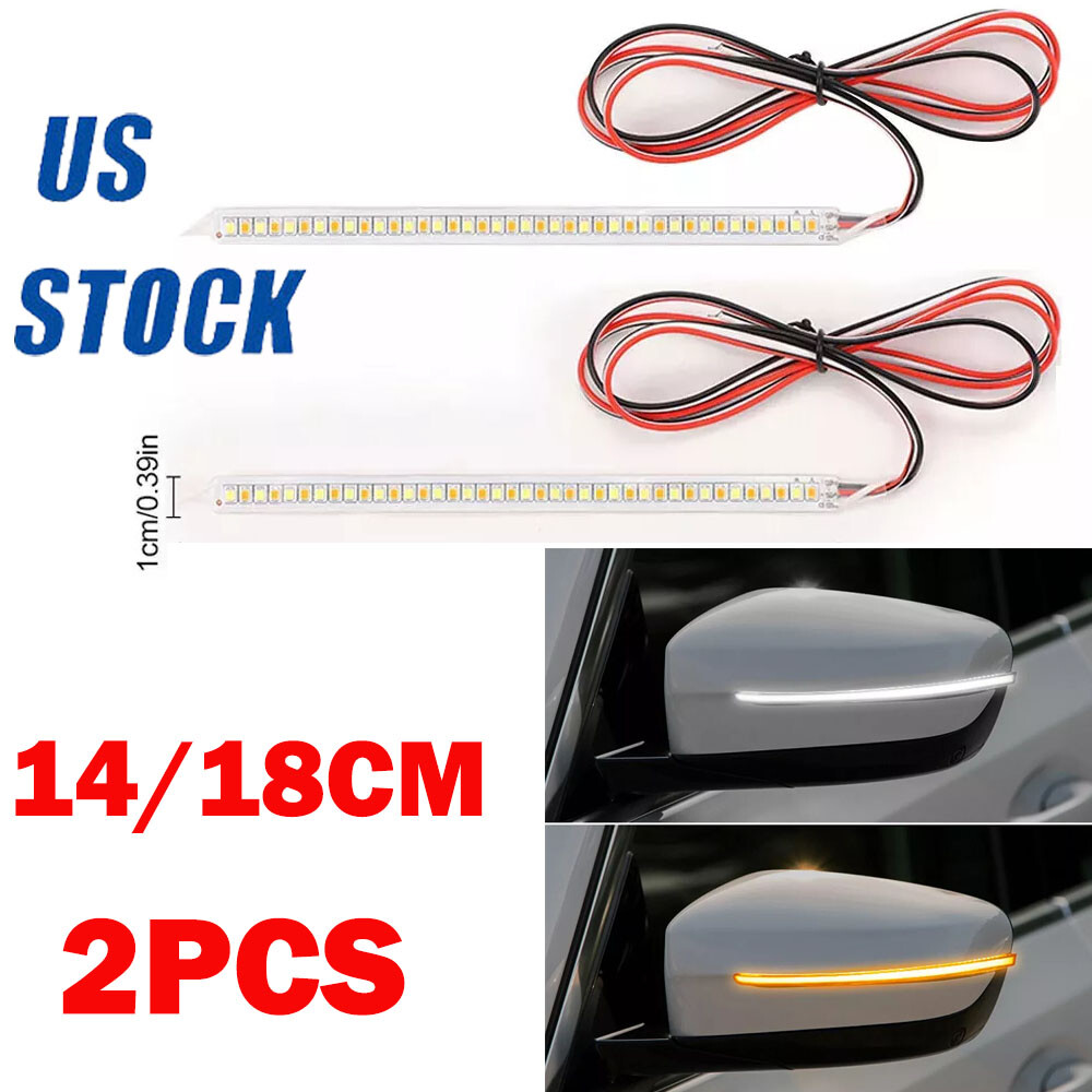 2x 14/18cm LED Car Side Mirror Lamp Strip Turn Signal Indicators -Dynamic Lights