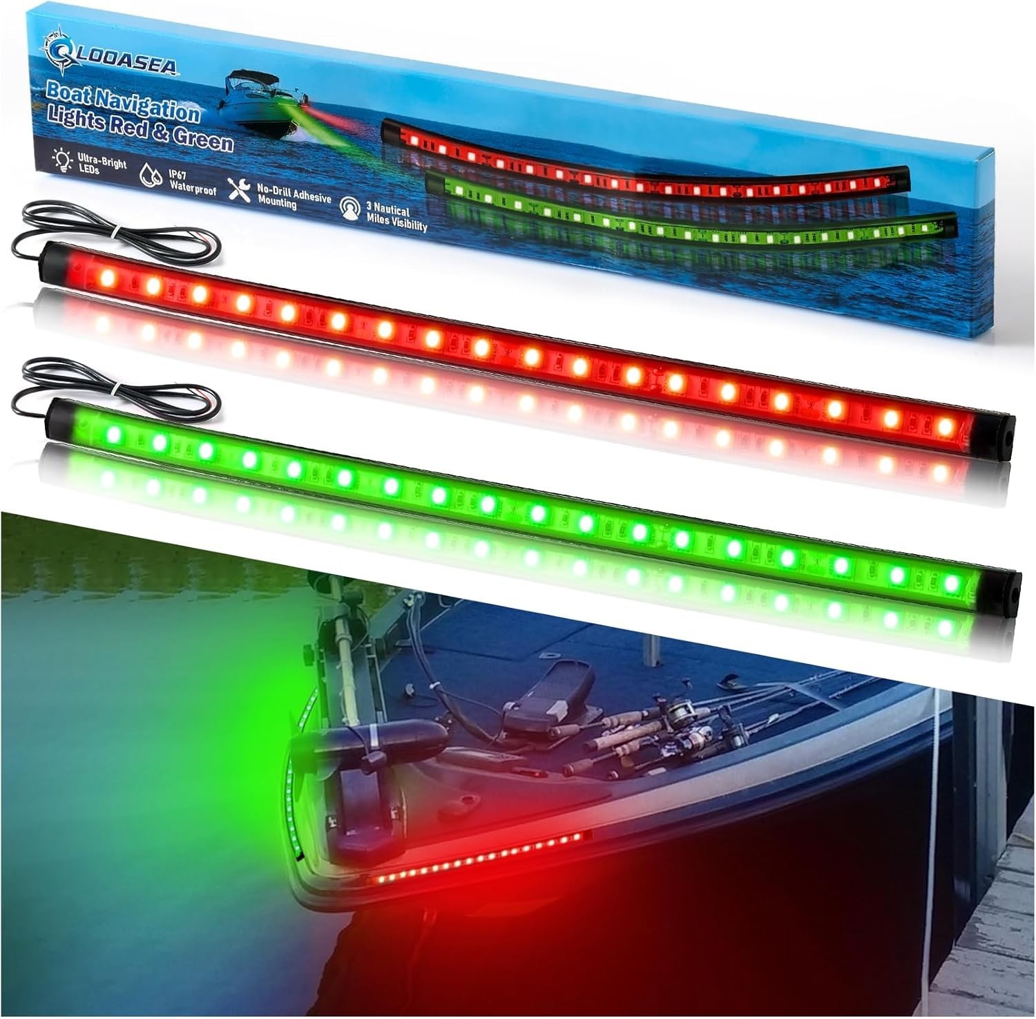 LED Boat Navigation Lights Red Green Marine Bow Lights Waterproof Strip