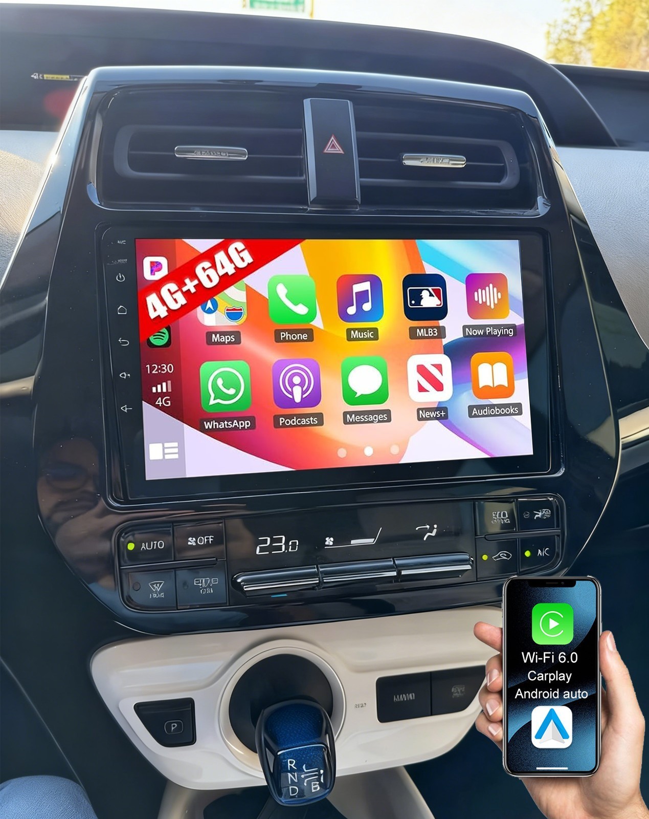 4+64GB For Toyota Prius 2016-2022 Car Stereo Radio GPS Wireless CarPlay Android