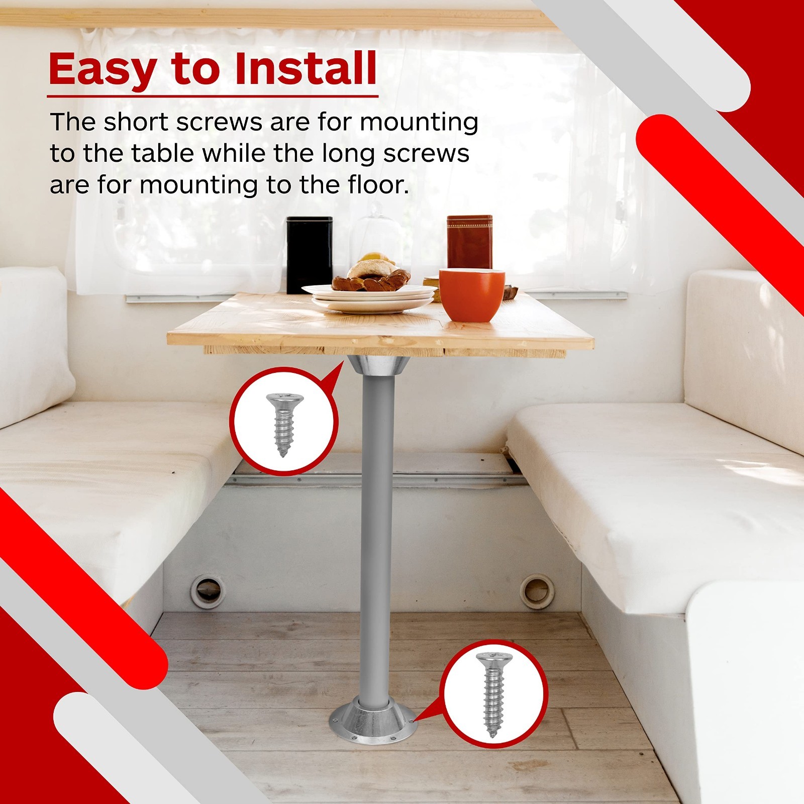2-Pack Aluminum RV Table & Floor Mounting Base with 12 Screws for Camper Trailer