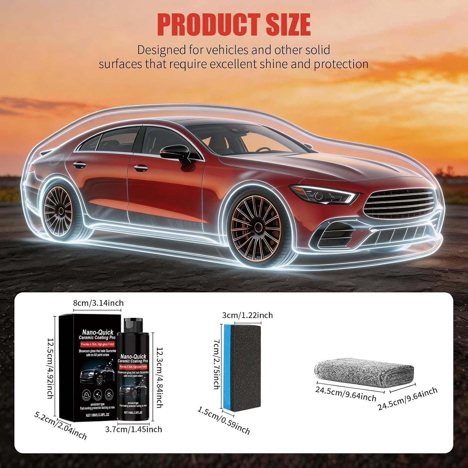 2PCS Nano-Quick Ceramic Coating Pro, Revolutionary Nano Spray for Car Detailing