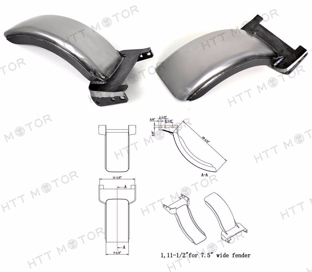 HTTMT 7.5” Wide 23″ WHEEL REAR FENDER STRUTLESS FOR HARLEY SOFTAIL FRAMES?