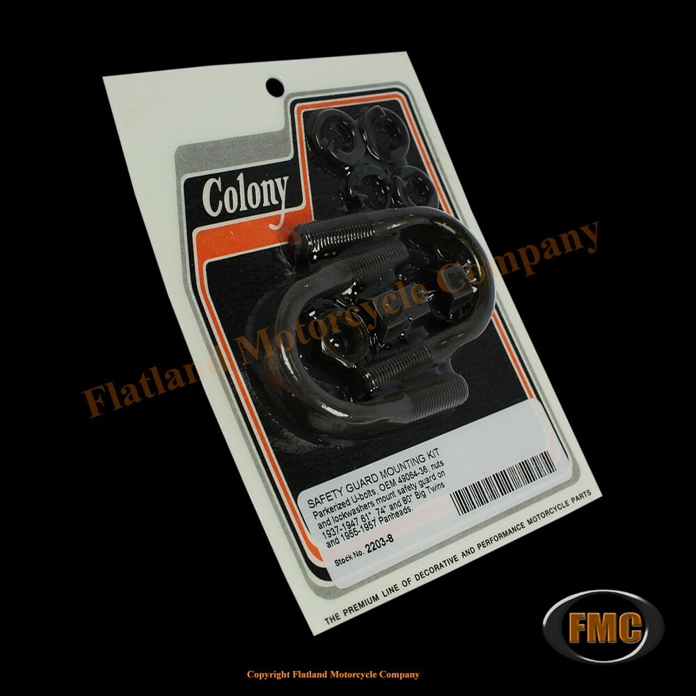 Colony 2203-8, Safety Guard U-Bolts, 37-47 Big Twins, 55-57 Panheads, Parkerized