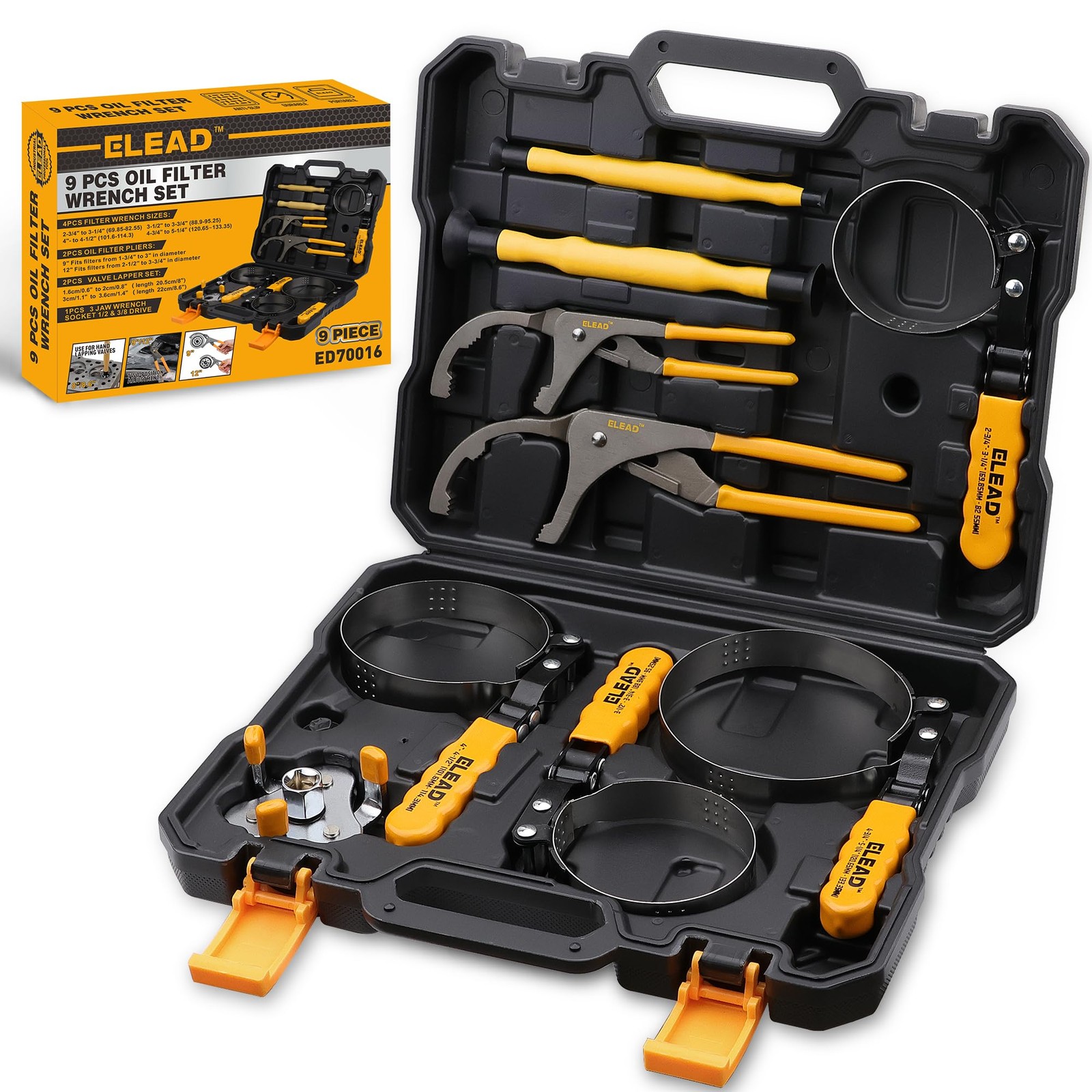 ELEAD 9-Piece Oil Filter Wrench Set, Wrenches Stainless Steel