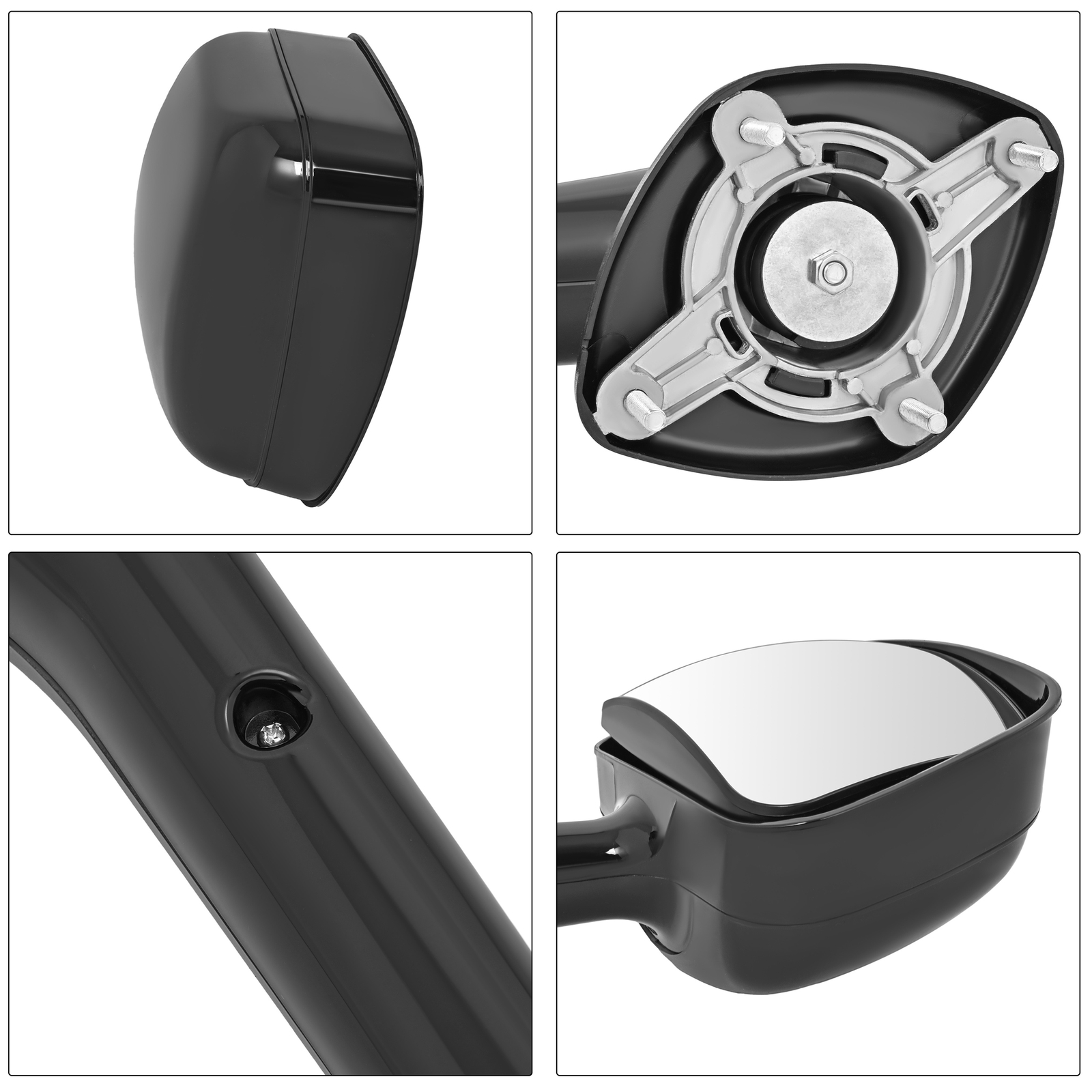 Right Side All Black Hood Mirror For Freightliner Cascadia 2008-2017 ABS+Glass