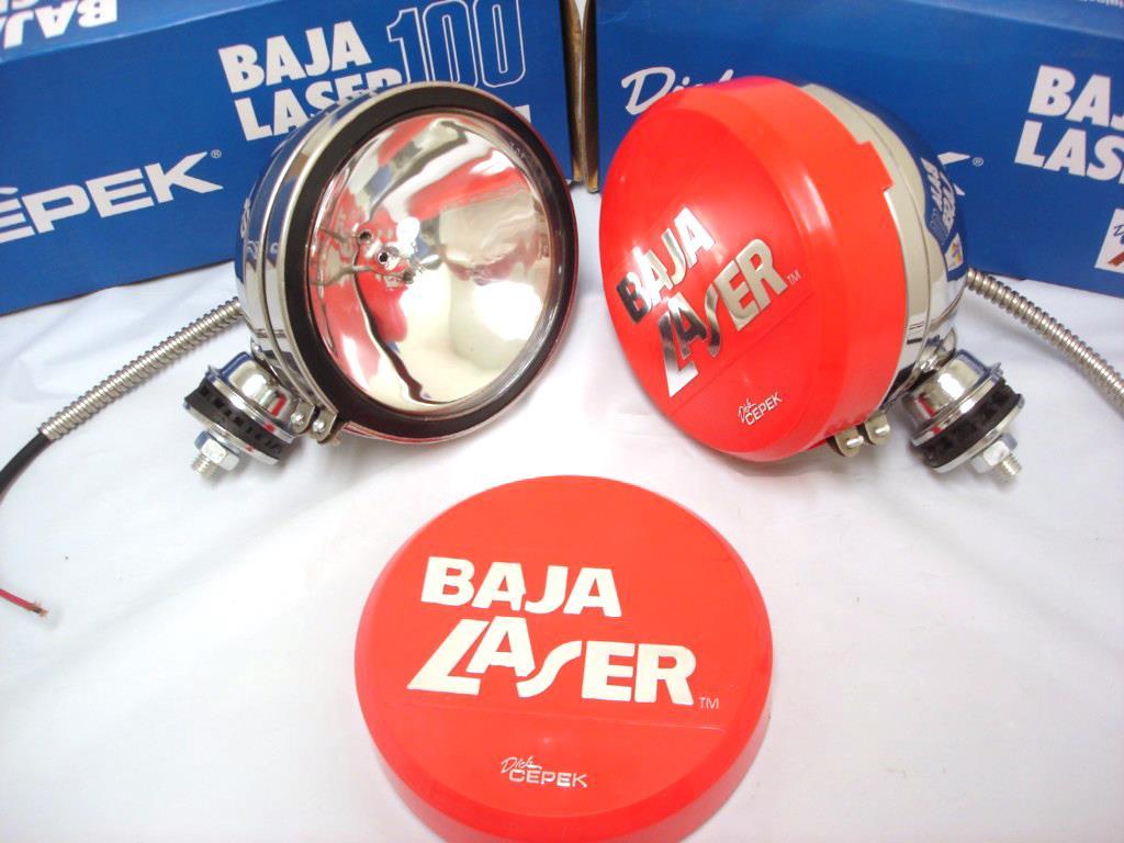 Dick Cepek 6″ Super Off Road 100w CHROME Halogen Lights PAIR Red Laser Lights