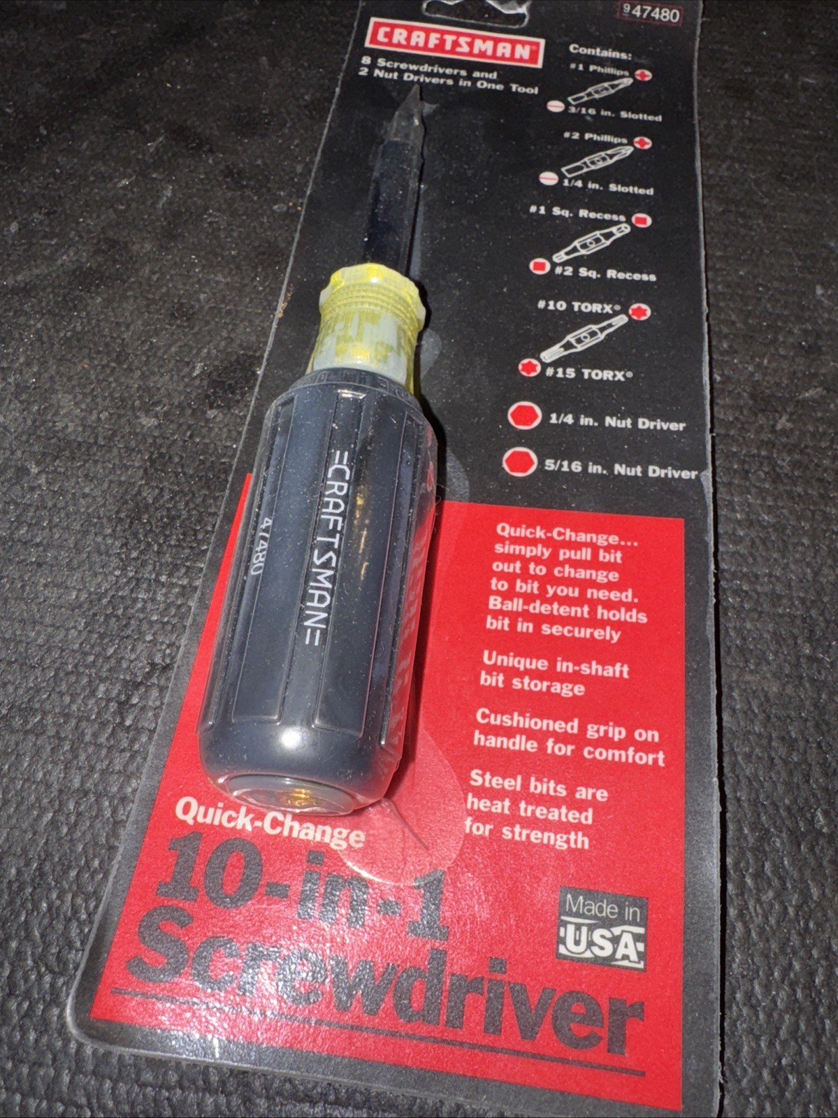 Sears Craftsman NOS 10-in-1 Screwdriver Cushion Grip Pratt Read USA PN 47480