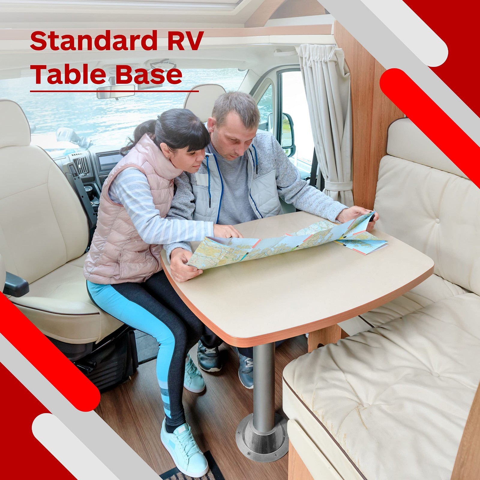2-Pack Aluminum RV Table & Floor Mounting Base with 12 Screws for Camper Trailer