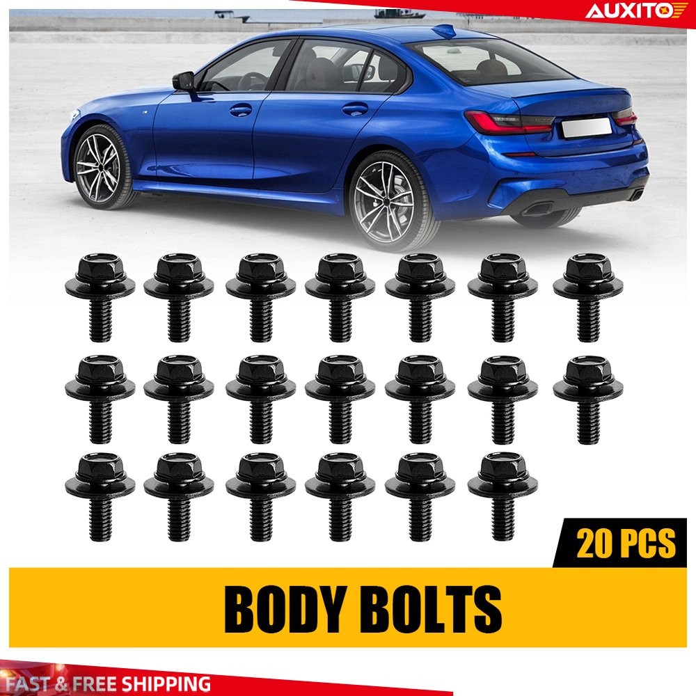 20x Bolts Body Fastener Screws M6-1.0x 10mm Fender Long- 17mm 16mm Hex-