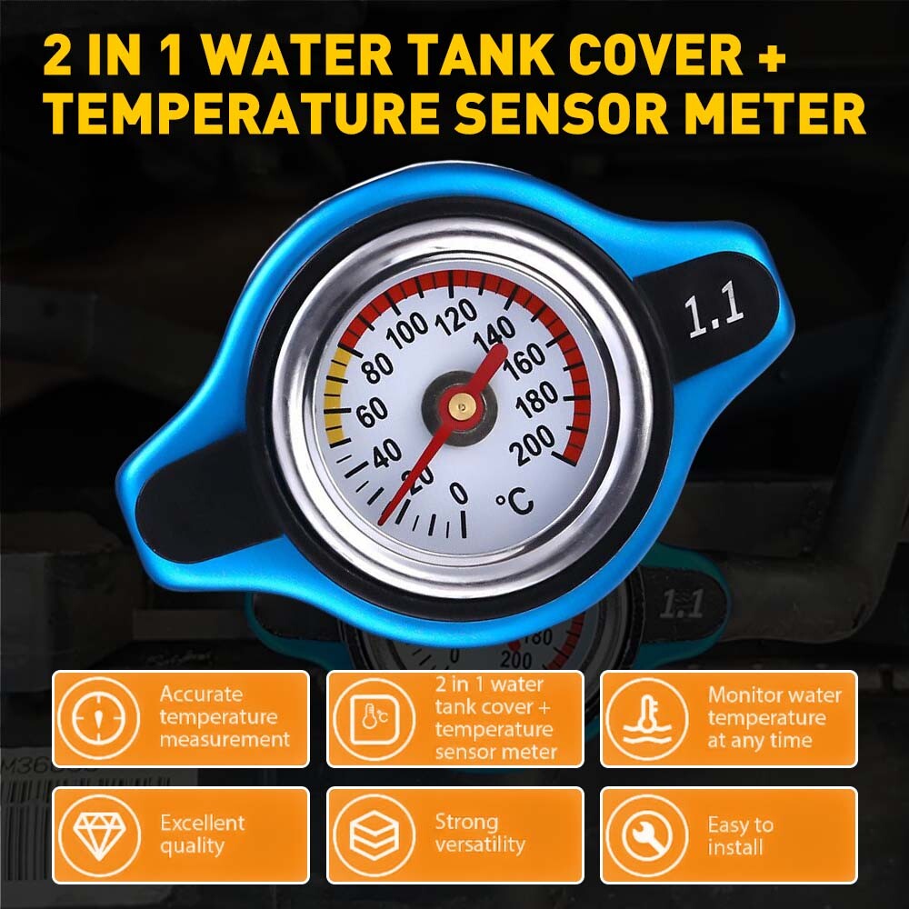 1.1 Bar Thermostatic Radiator Cap 13 PSI Pressure Rating with Temperature Gauge