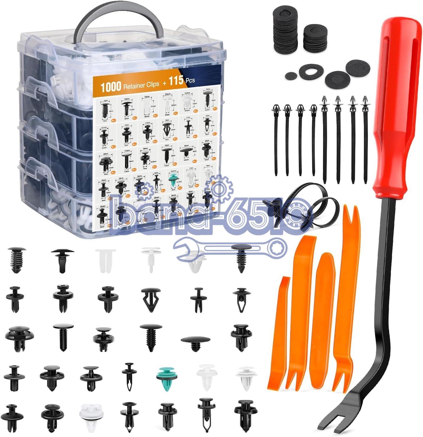 1115PCS Car Push Retainer Bumper Clip U Clip Screw Door Panel Clips Metal Screw