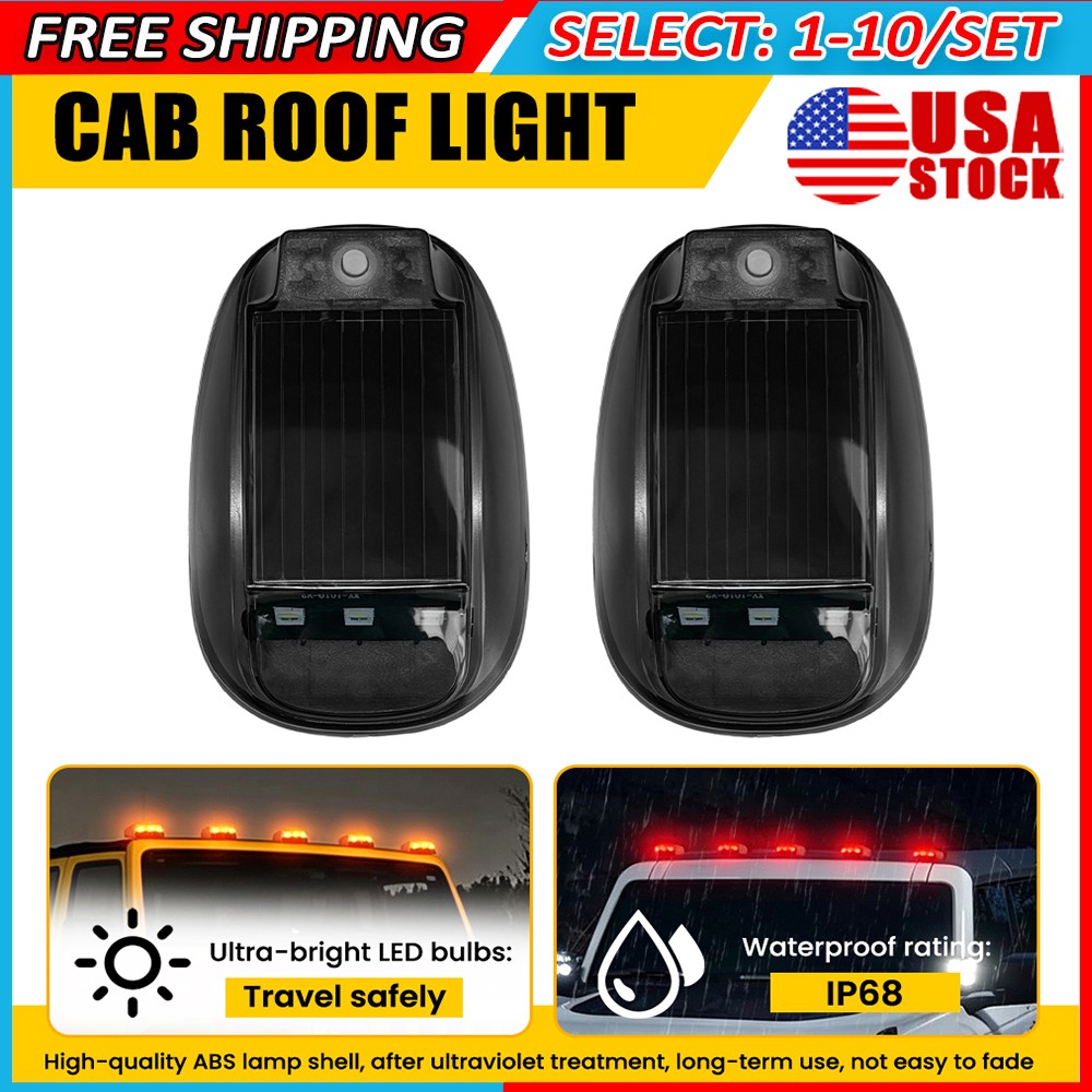 2-20 Solar Car Roof RGB Strobe Light Cab Signal Marker Lamp LED Fit Truck SUV Rv