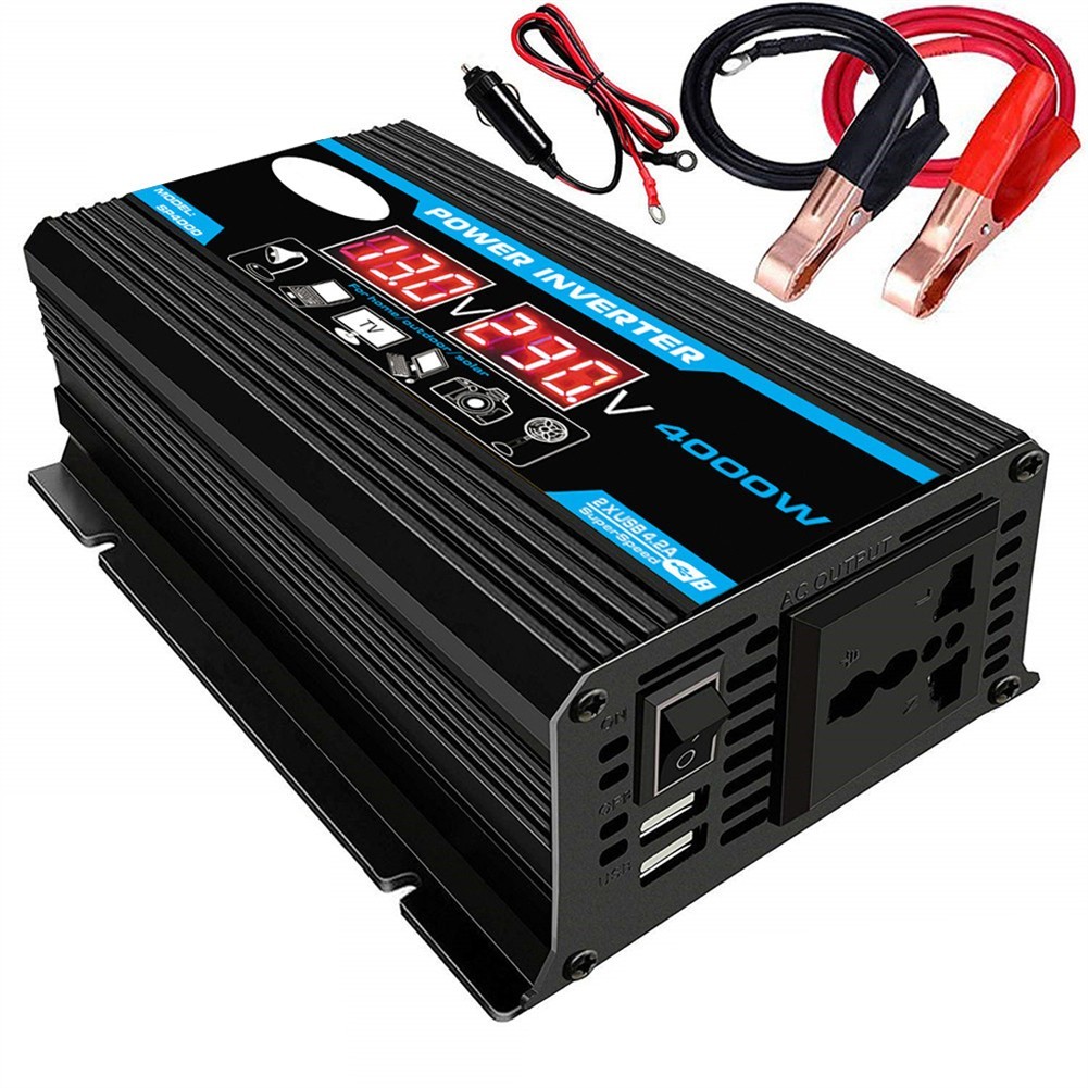 Reliable Car Power Inverter 4000W DC 12V to AC 220V Converter with LED Display