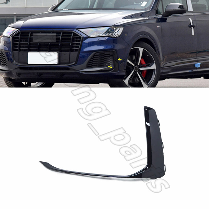 Black Left Front Bumper Grille Molding Trim For Audi SQ7 Q7 S-Line 2020-2023