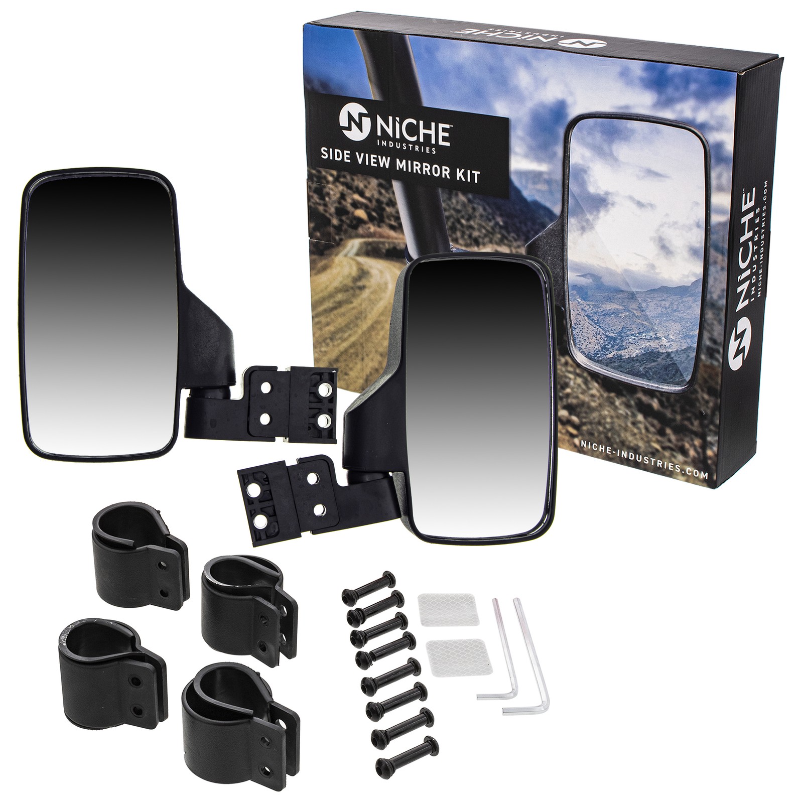 NICHE Side View Mirror Set for Yamaha Wolverine Rhino Viking 450 660 700 Black