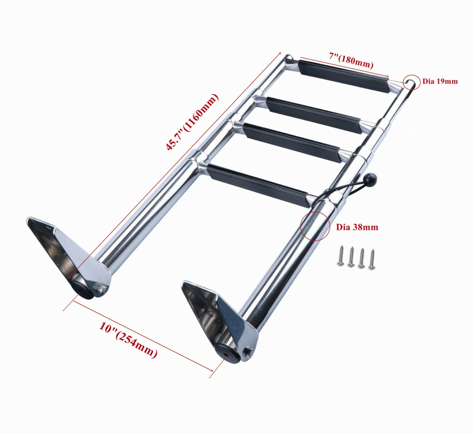 Telescopic 4 Steps Ladder Stainless Steel Swim Platform Boat Ladder Folding