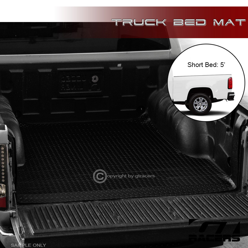 For 2015-2022 Colorado/Canyon 5′ Black Rubber Diamond Truck Bed Floor Mat Liner
