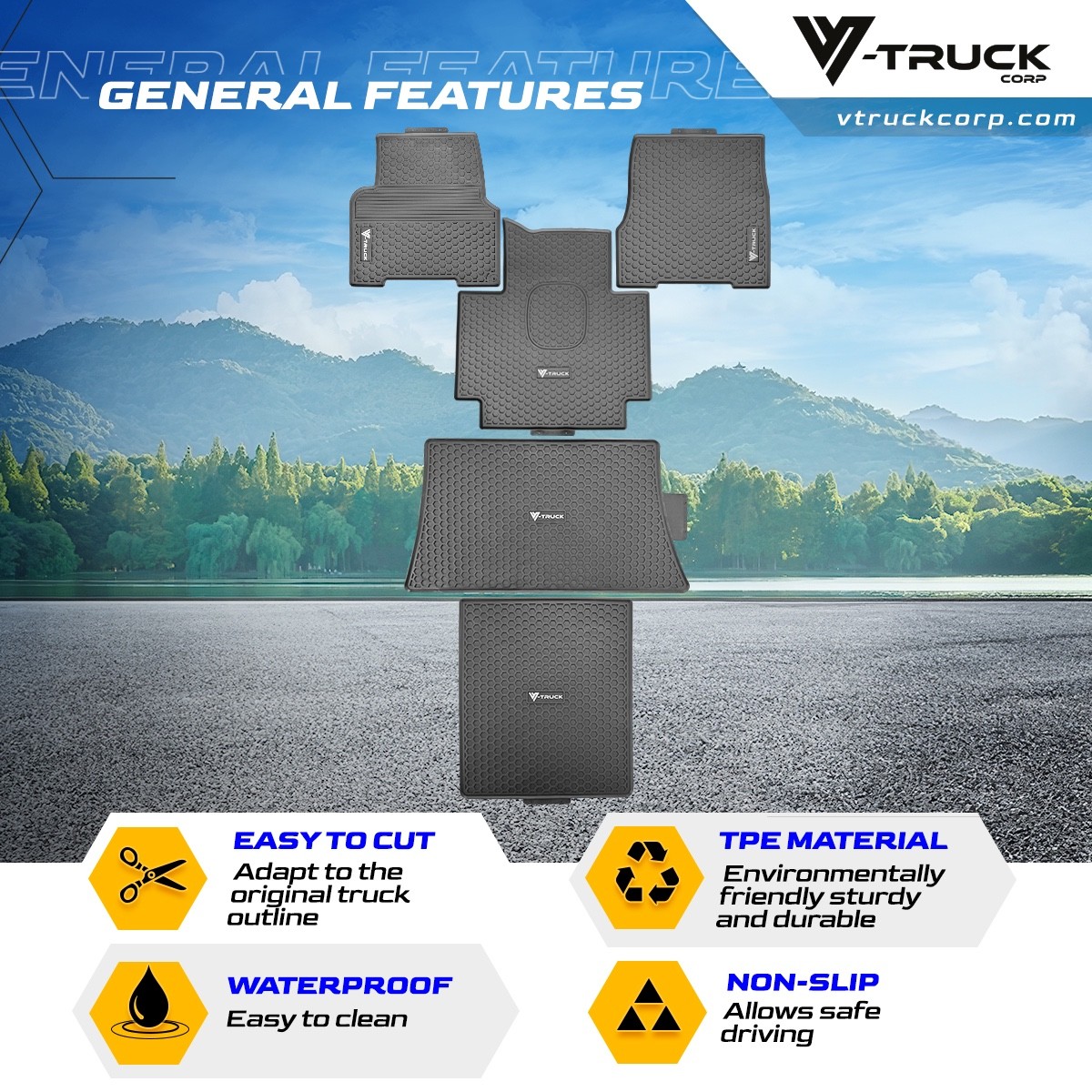 Rubber Floor Mats for Volvo VNL 730 780 2004-2018 Heavy Duty