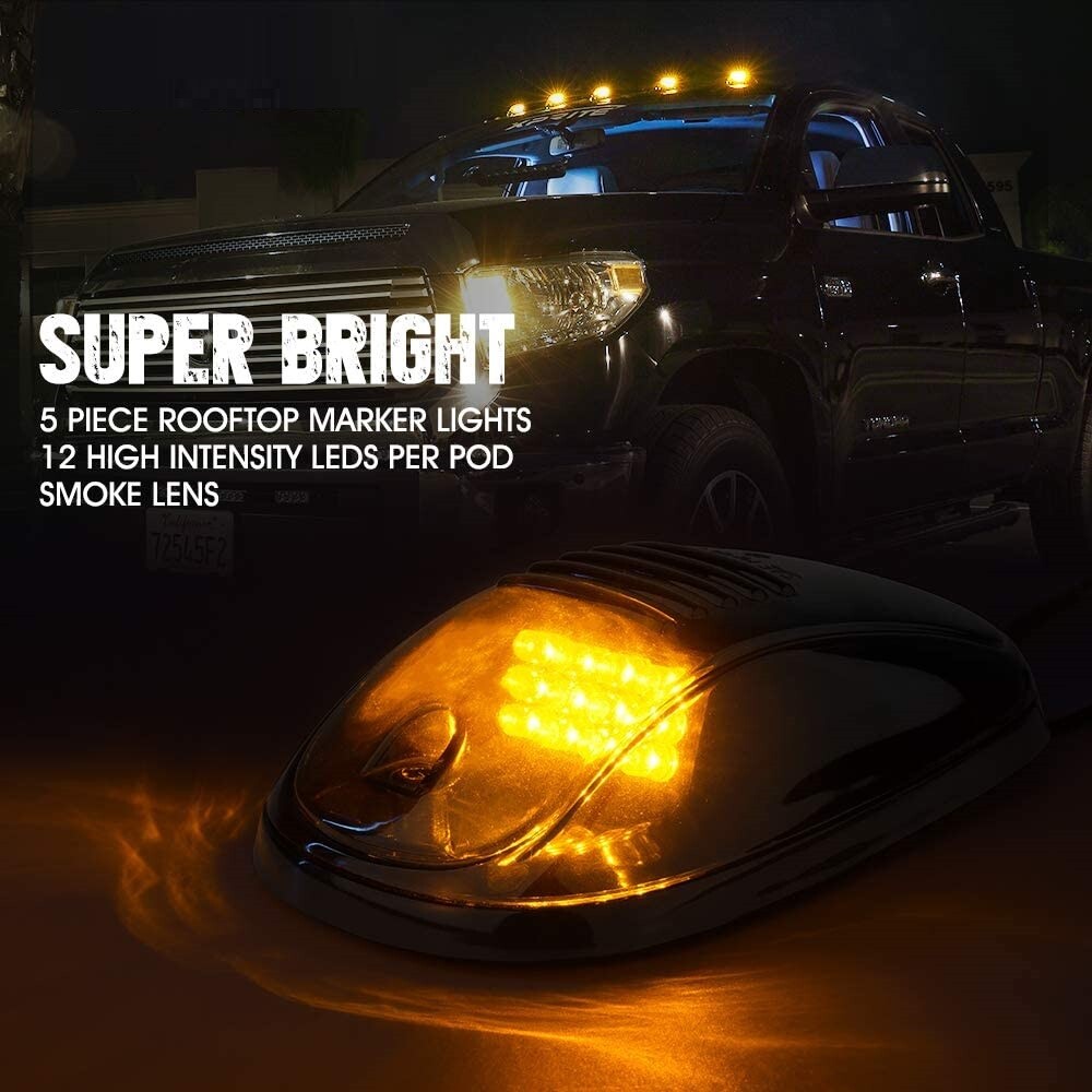 5PC LED Top Cab Marker Roof lights Amber For GMC Sierra 1500 2500 3500 2000-2024