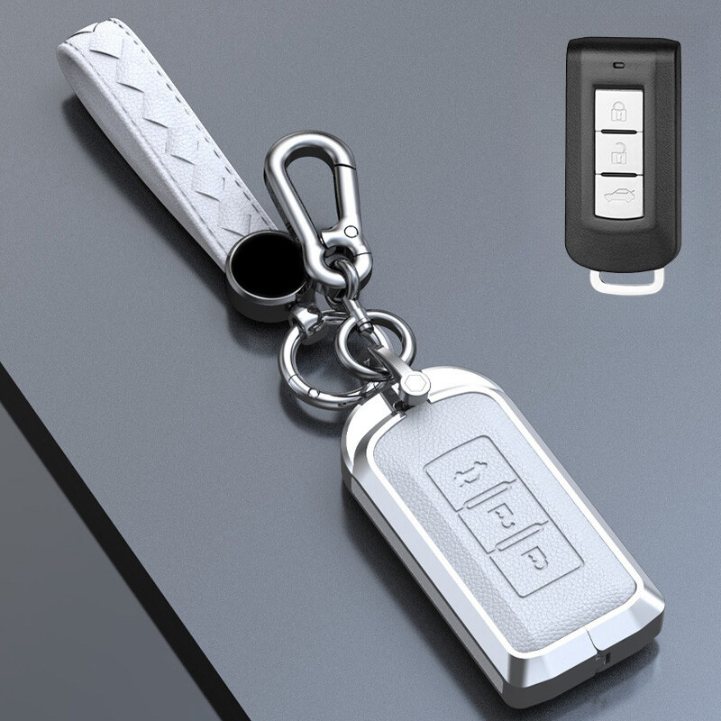 Zinc Alloy Leather Car Key Case Cover For Mitsubishi Outlander Lancer Eclipse