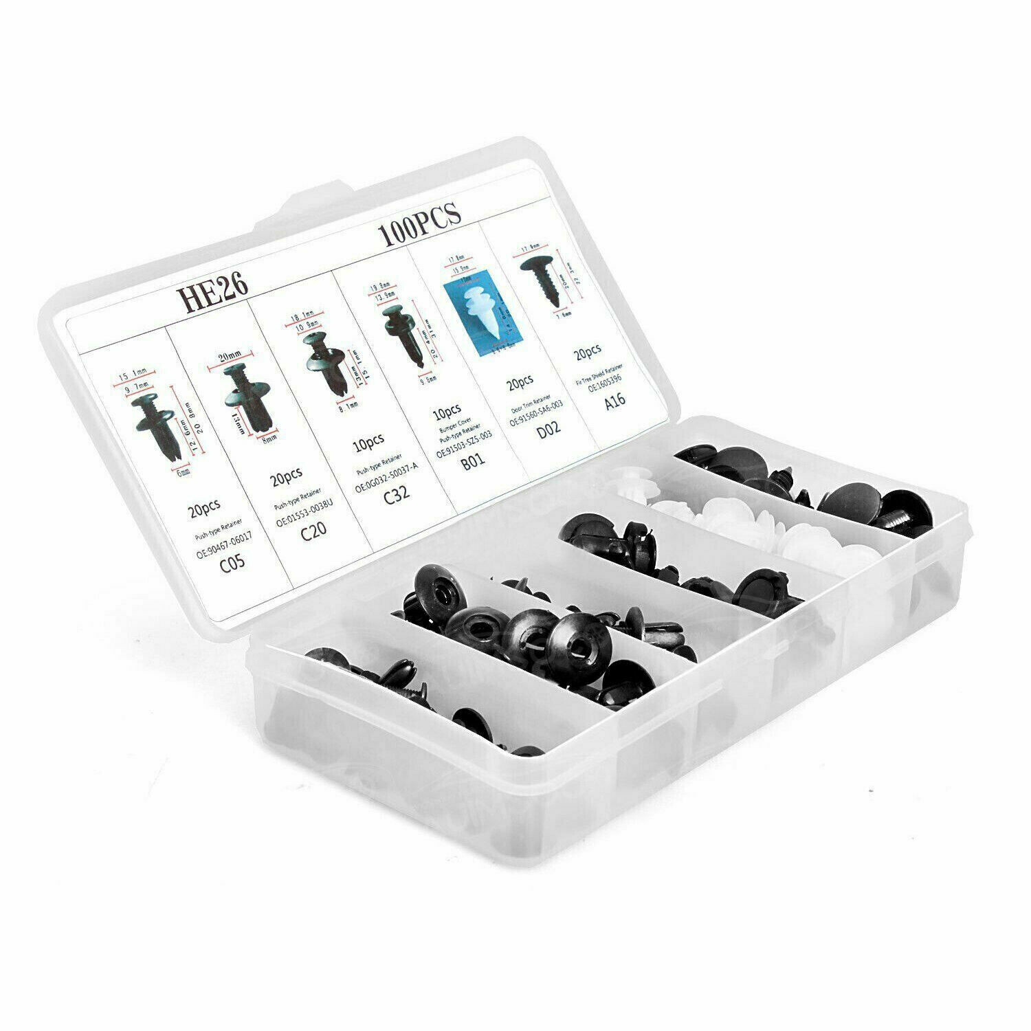 100Pc Clips Car Door Fender Bumper Panel Fastener Screw Rivets Push Pin Retainer