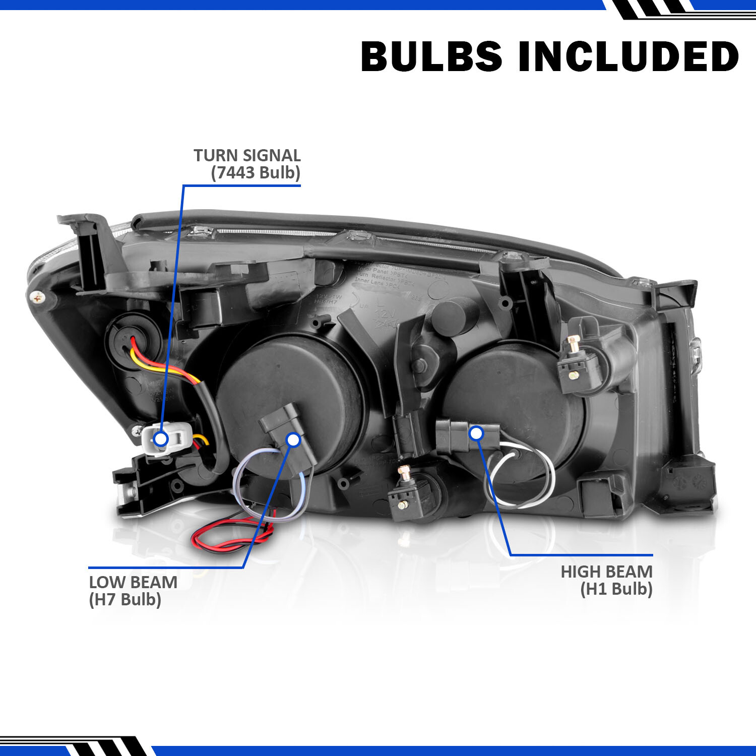 For 2006-2008 Toyota Rav4 Dual LED Halo Projector Black Headlights LH+RH Pair