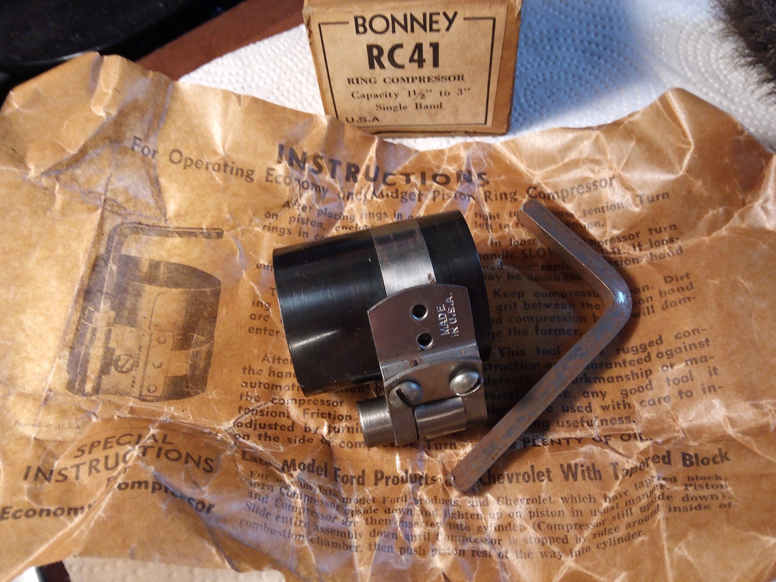 BONNEY RC-41 ENGINE RING COMPRESSOR 1-1/2″ TO 3″ Ford & Chevy Midget Piston