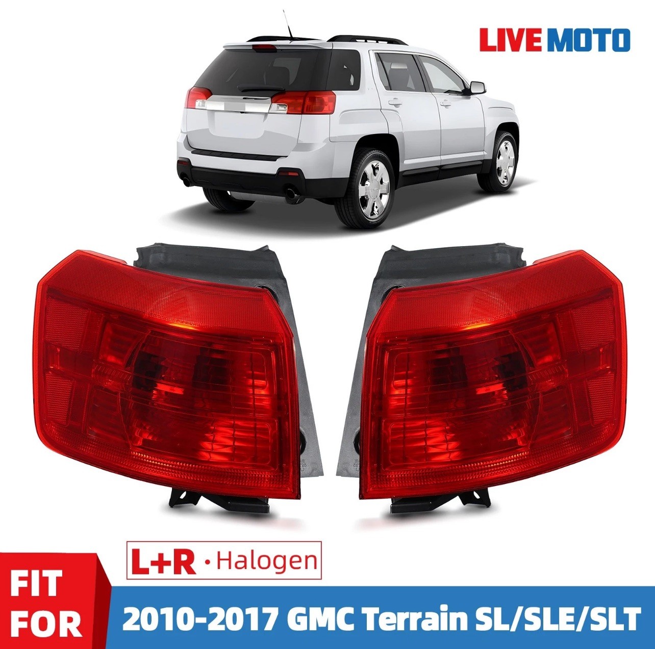 Halogen Tail Light For 2010-2016 GMC Terrain Brake Lamp W/Bulb Outer Left+Right
