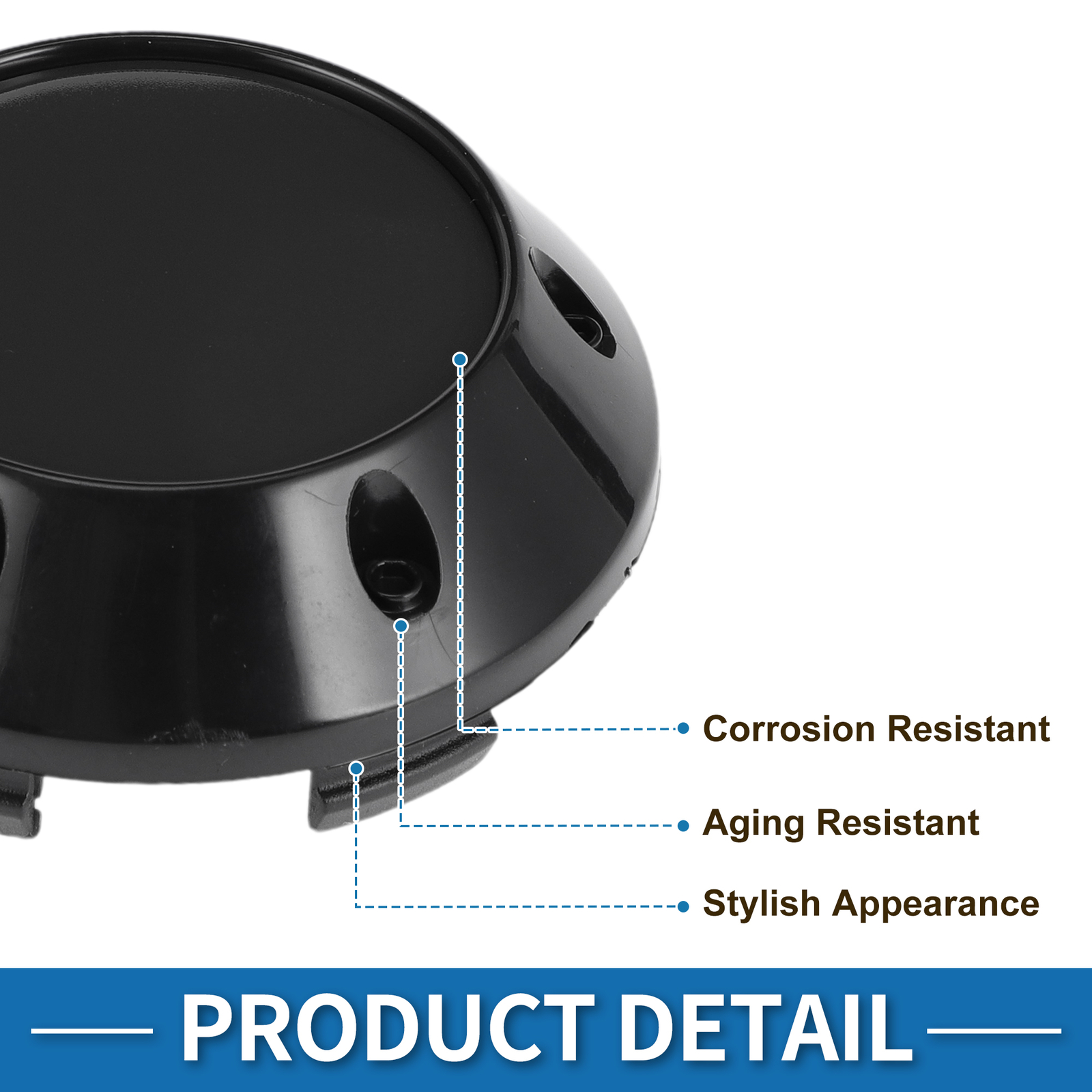 Single Wheel Center Caps OD: 68mm/2.68″ Black with Black Sticker Universal