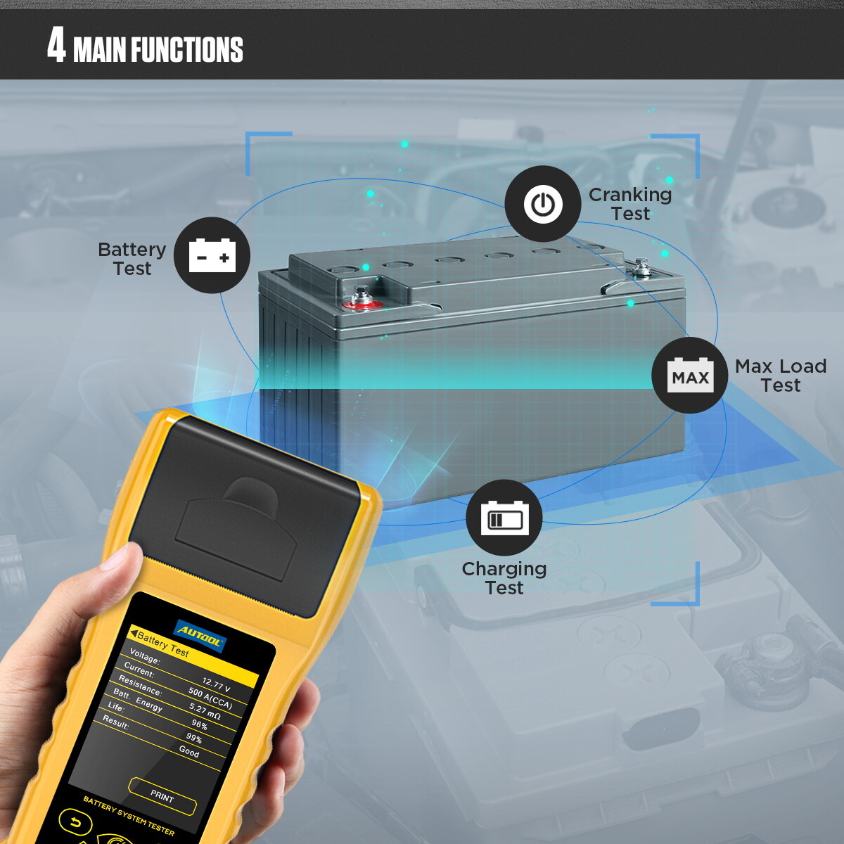 6V 12V 24V Car Battery Tester Cranking Charging Load Test Analyzer With Printer
