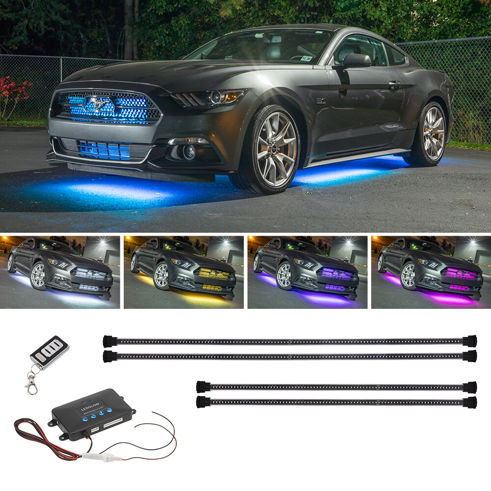 LEDGlow 4pc Million Color Underglow Underbody Car LED Neon Lights w. Patterns