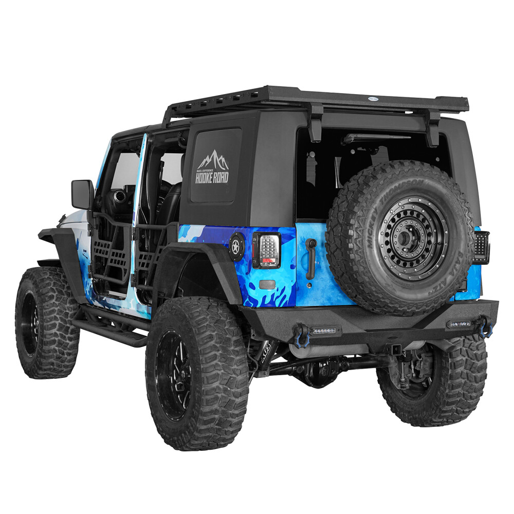 Rear Bumper w/ Receiver Hitch & LED Light & D Ring Fit 07-18 Jeep JK Wrangler JK