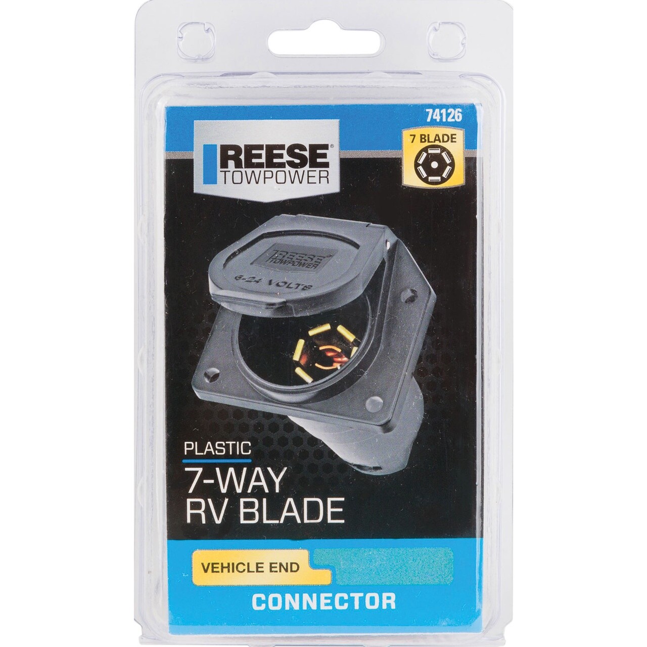 Reese Towpower 74126 7-Way Round Blade Plastic RV Vehicle End Connector