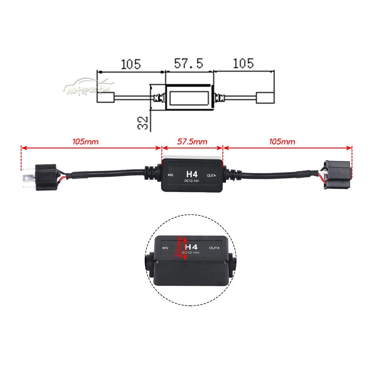 2Pcs H4 9003 LED Headlight Canbus Load Resistor Decoder Error Free Anti Flicker