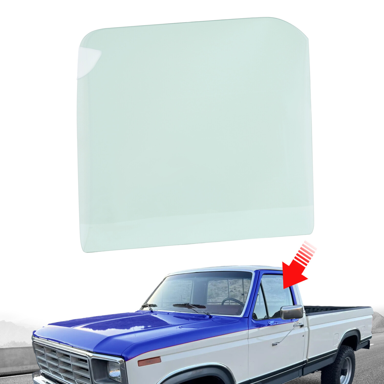 Front Door Window Glass For Ford F-150 F-250 F-350 F-800 1980-1986 Driver Side