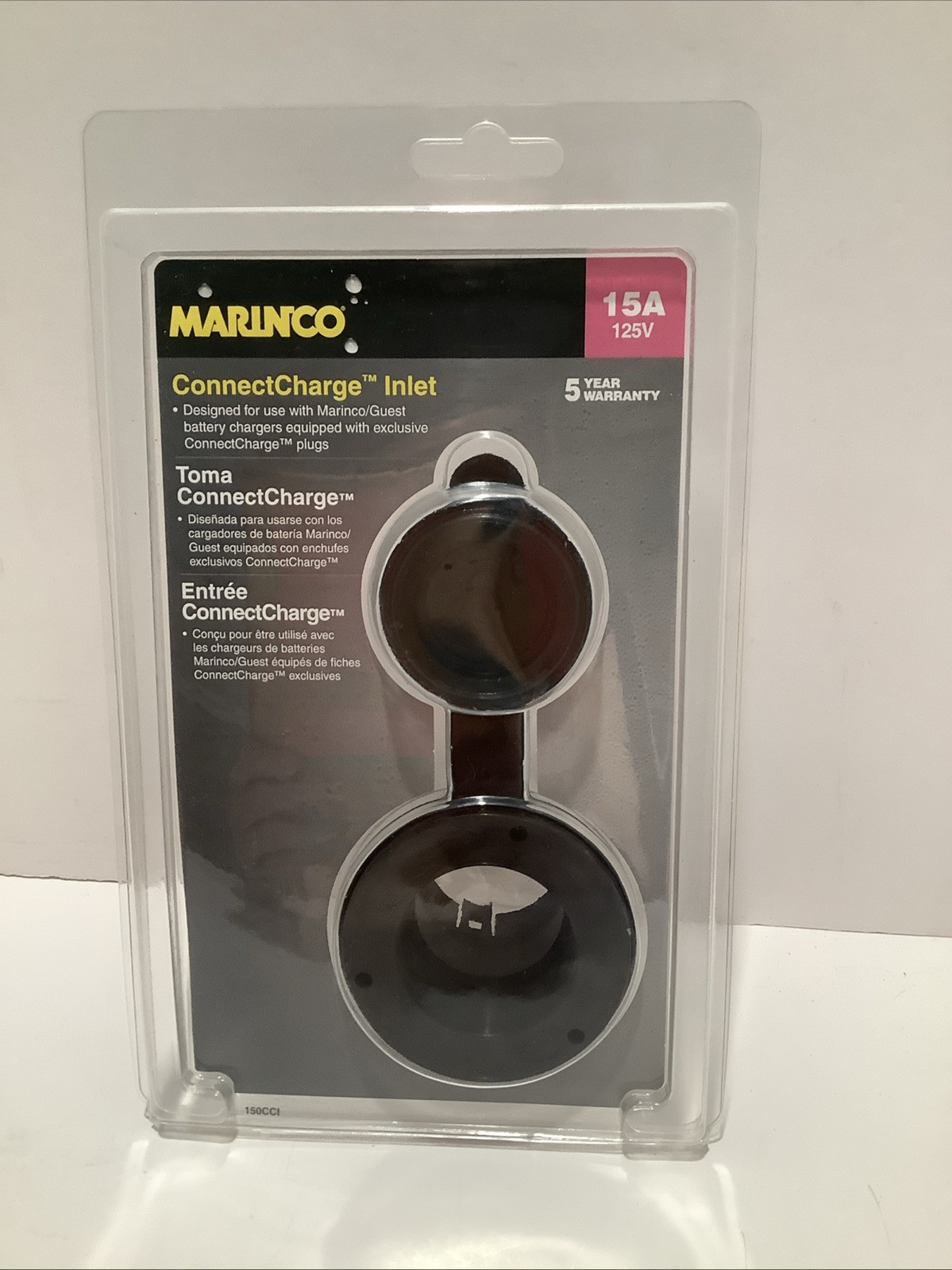 Marinco Connect Charge Threaded Inlet Part # 150CCI, 15A, 125V, New Sealed
