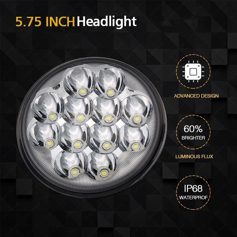 4PCS 5.75″5 3/4Inch Round LED Headlights Hi-Lo Sealed Beam For Ford Mustang 1969