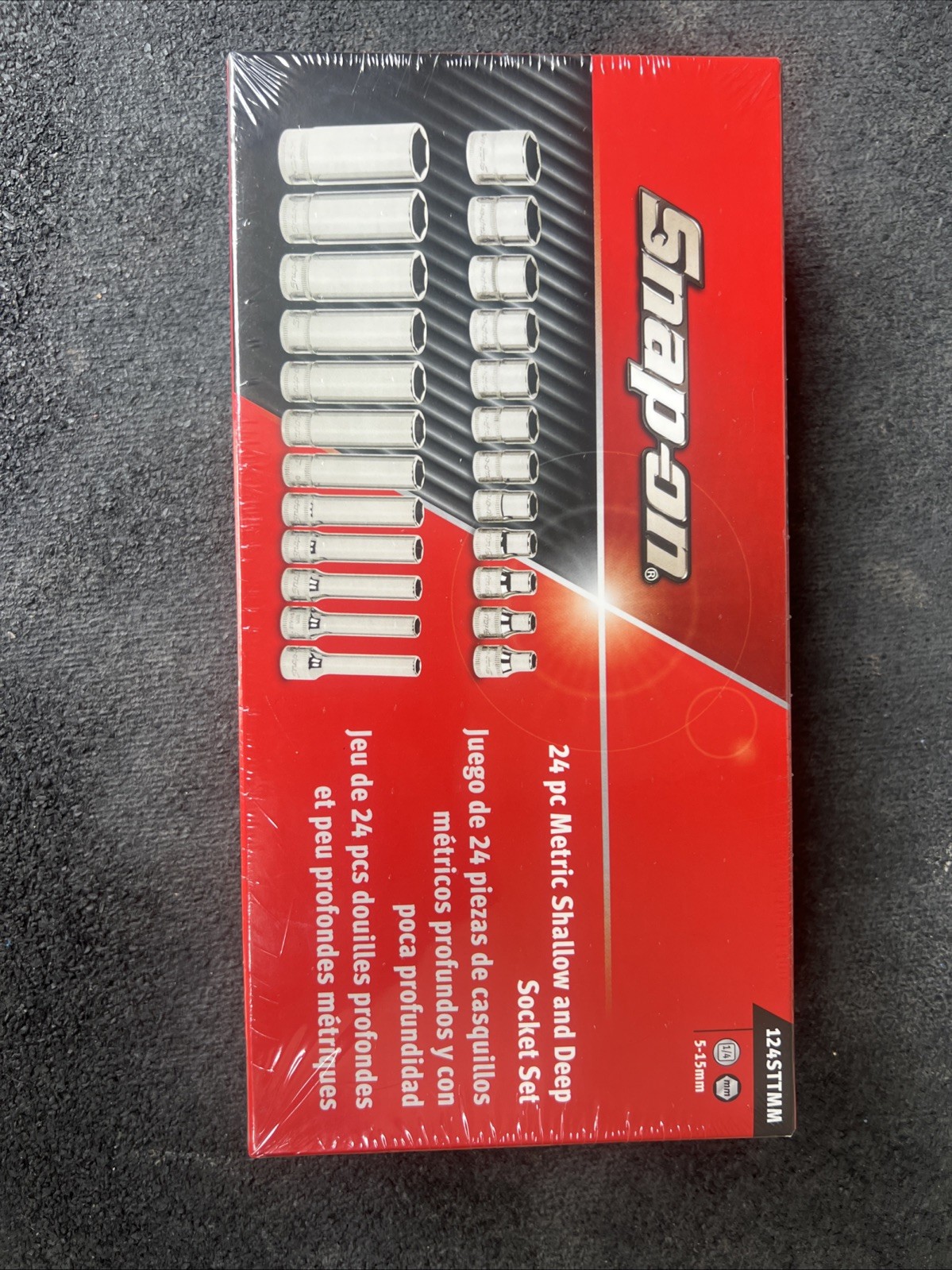For Snap-on Tools NEW 24pc 1/4 Drive Metric 6pt Shallow Deep Socket Set 124STTMM