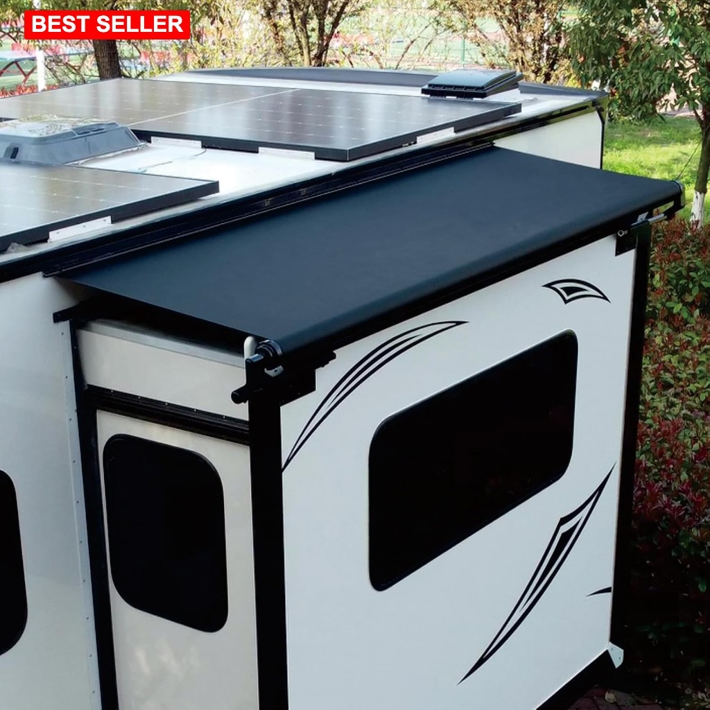 RV Slide Out Awning Kit 7’3”6’7” Vinyl Fabric Black Suitability