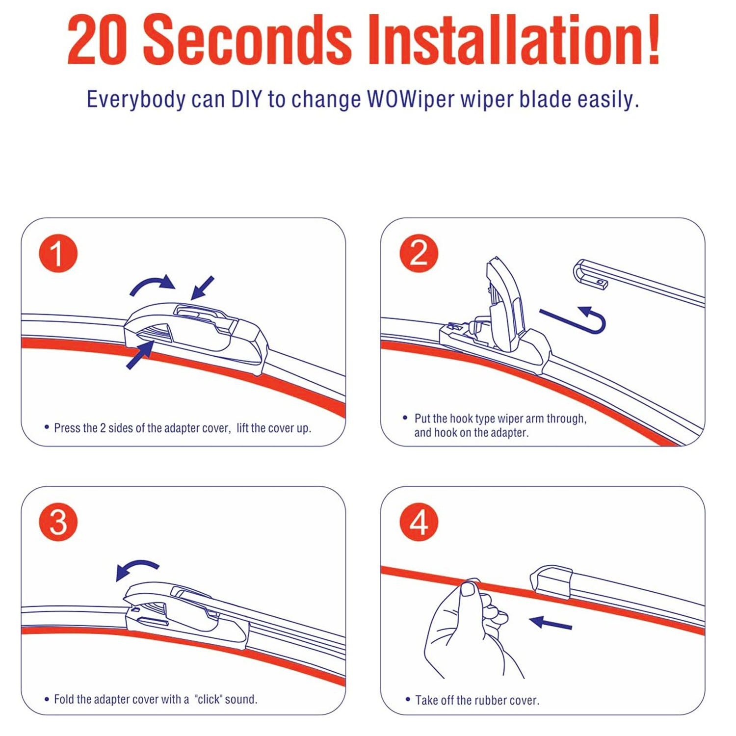 22″/ 22″/16″ Front Windshield Direct Connect Wiper Blades Front Left Right Rear