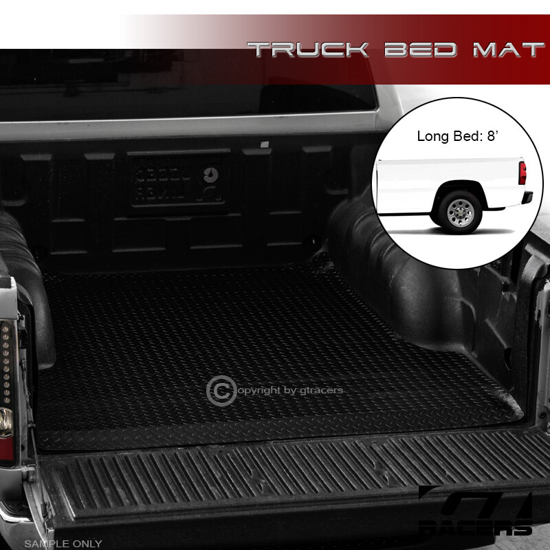 For 1999-2007 Silverado/Sierra 8 Ft Blk Rubber Diamond Truck Bed Floor Mat Liner