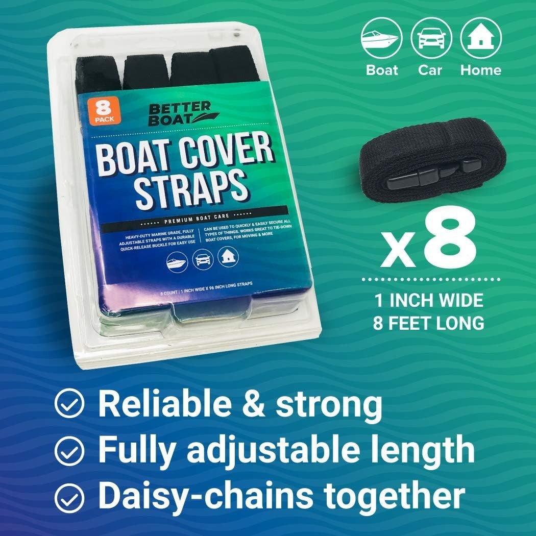 Reliable 8 Pack Nylon Utility Straps – 1″ x 96″ with Quick Release Buckles