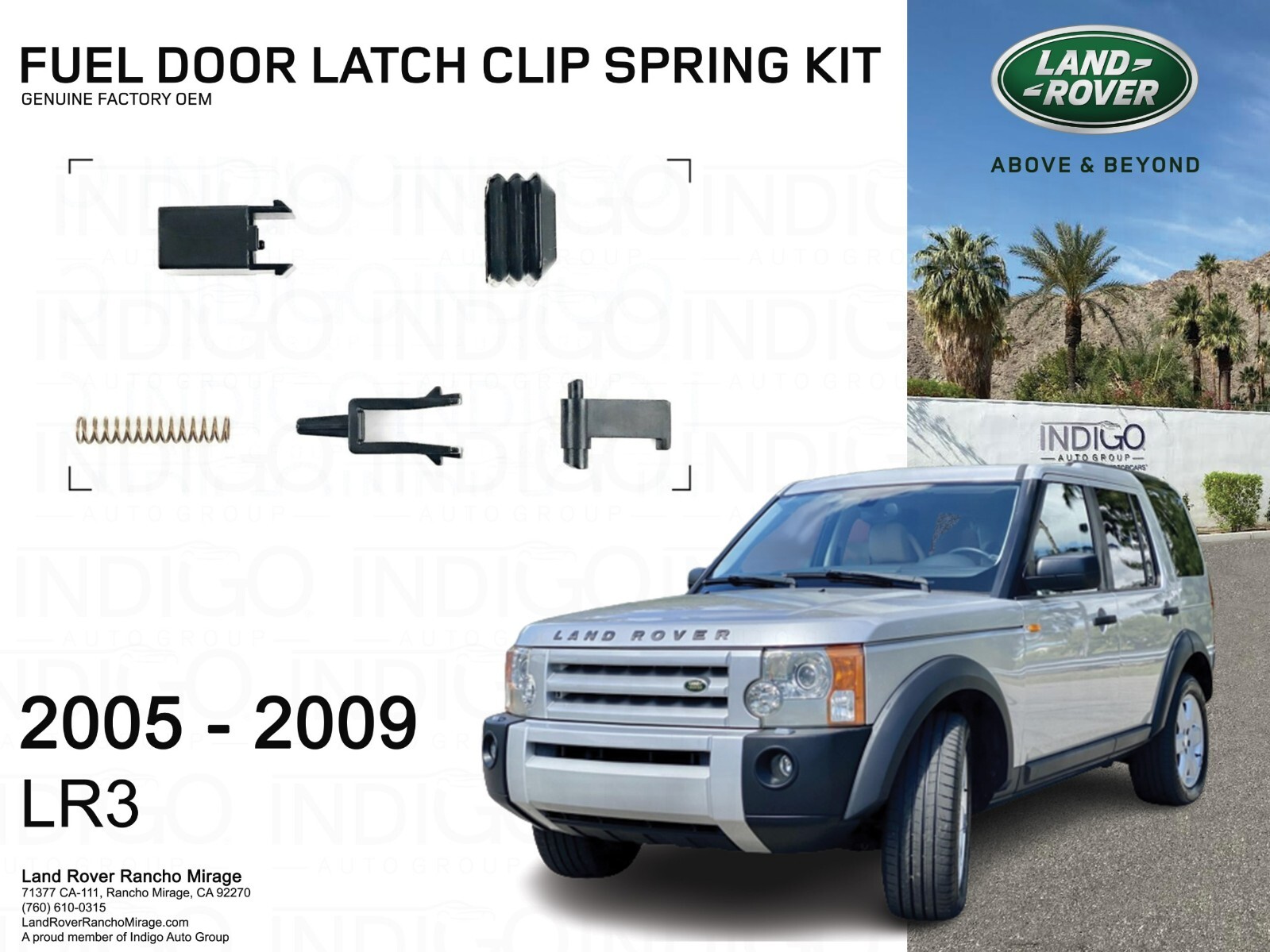 2005-2009 LAND ROVER LR4 Gas Fuel Door Latch Clip Spring Repair Kit OEM