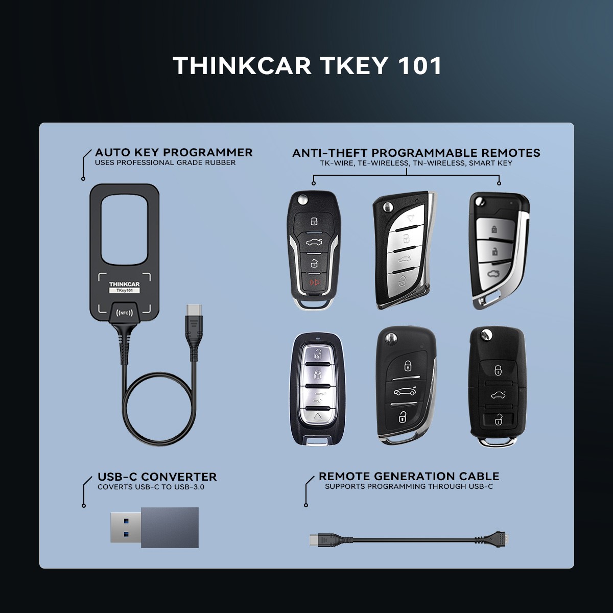 THINKCAR TKEY101 Car Key Programmer &6+Remote Key AUTO Universal For 689BT/892BT
