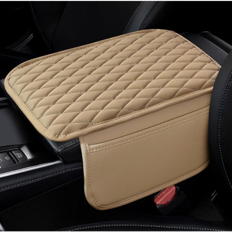 Car Center Console Cover Waterproof Car Armrest Cushion Pad with 2 Storage Bags