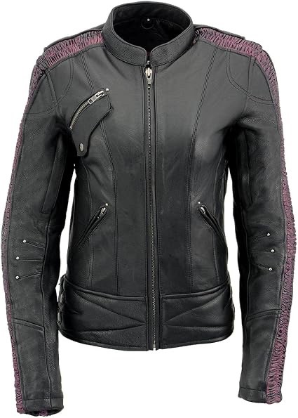 Milwaukee Leather Embossed Embroidered Phoenix Black/Purple Jacket Size M